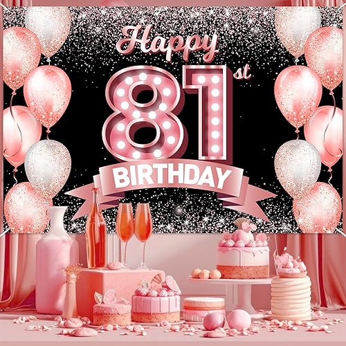Vista 432 de Happy 21st Birthday Rose Gold Banner Backdrop Cheers to 21 Years Old Confetti Balloons Theme Decor Decorations for Women 21 Years Old Pink Birthday