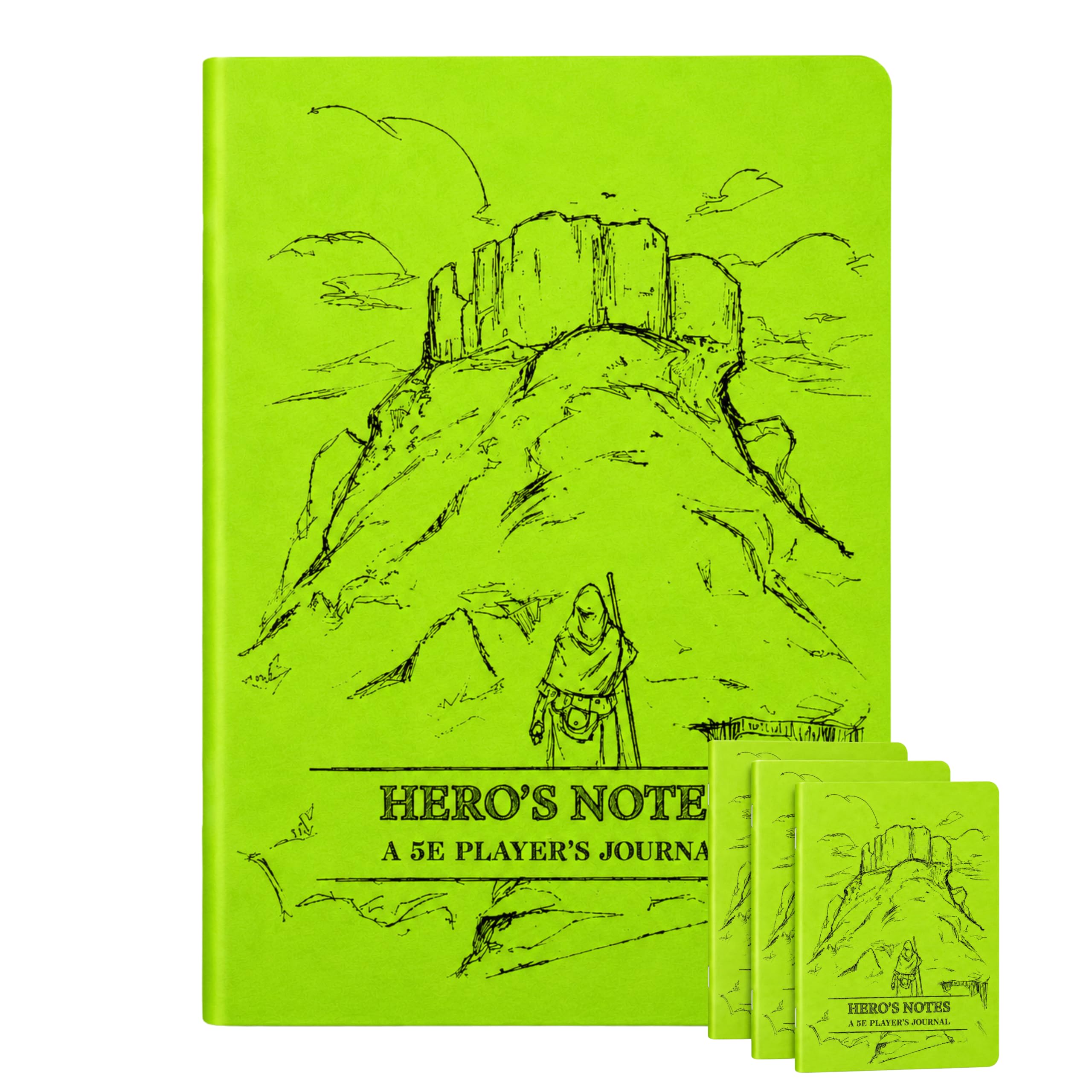 DUNGEON CRAFT DND Character Journal Notebook 3-Pack, Green, for 5E RPG