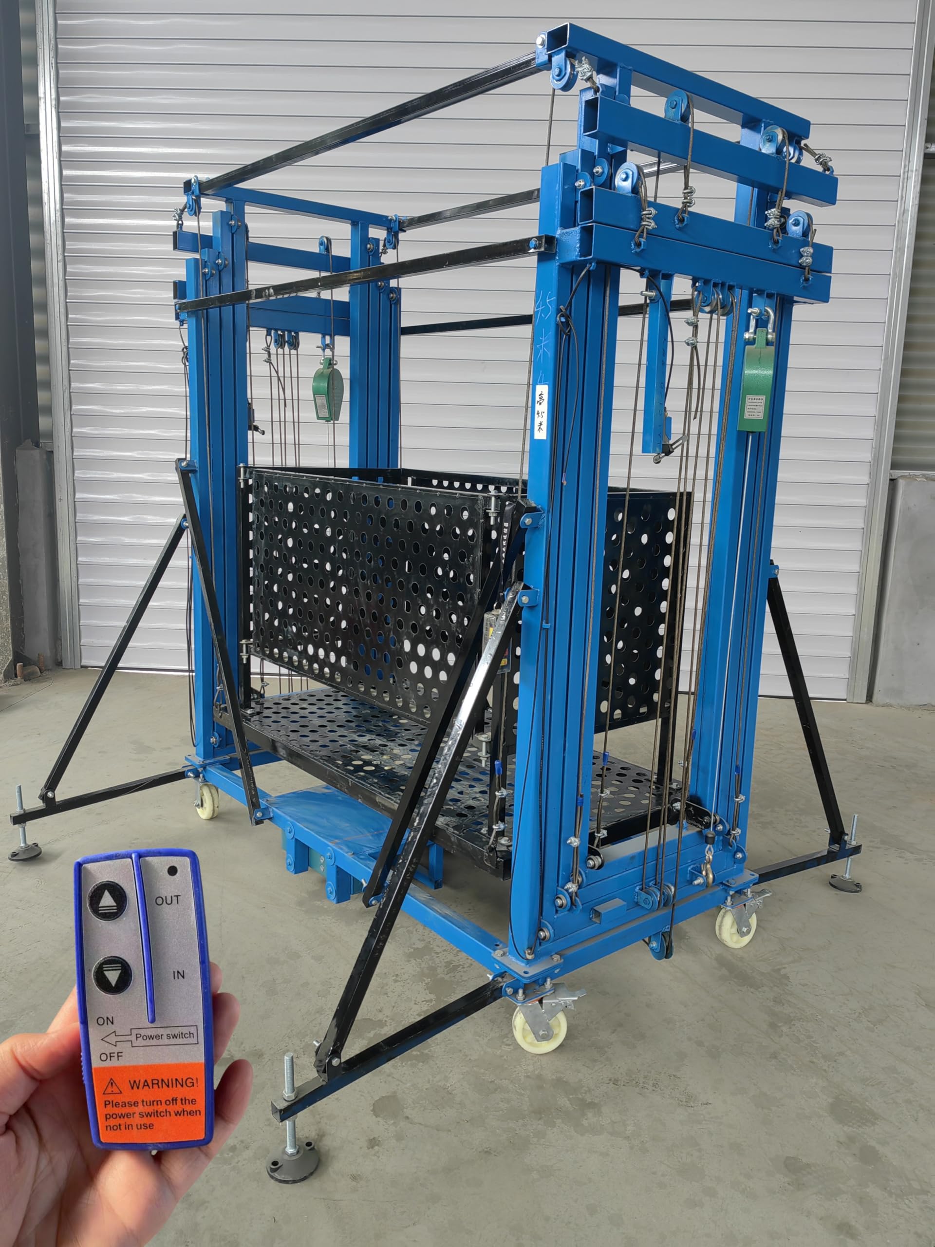 Ponteggio elettrico potenziato con portata di 500 kg, piattaforma elevatrice mobile per carichi pesanti, per lavori edili interni ed esterni in officine e magazzini (altezza di sollevamento 5 metri)