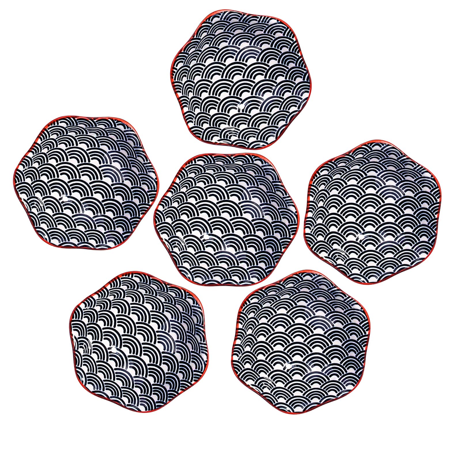 Swlthwen Japanese Soy Sauce Dish Set of 6, Small Ceramic Sauce Tray, Condiment Tray for Sushi, Dessert and Ramen (BL)