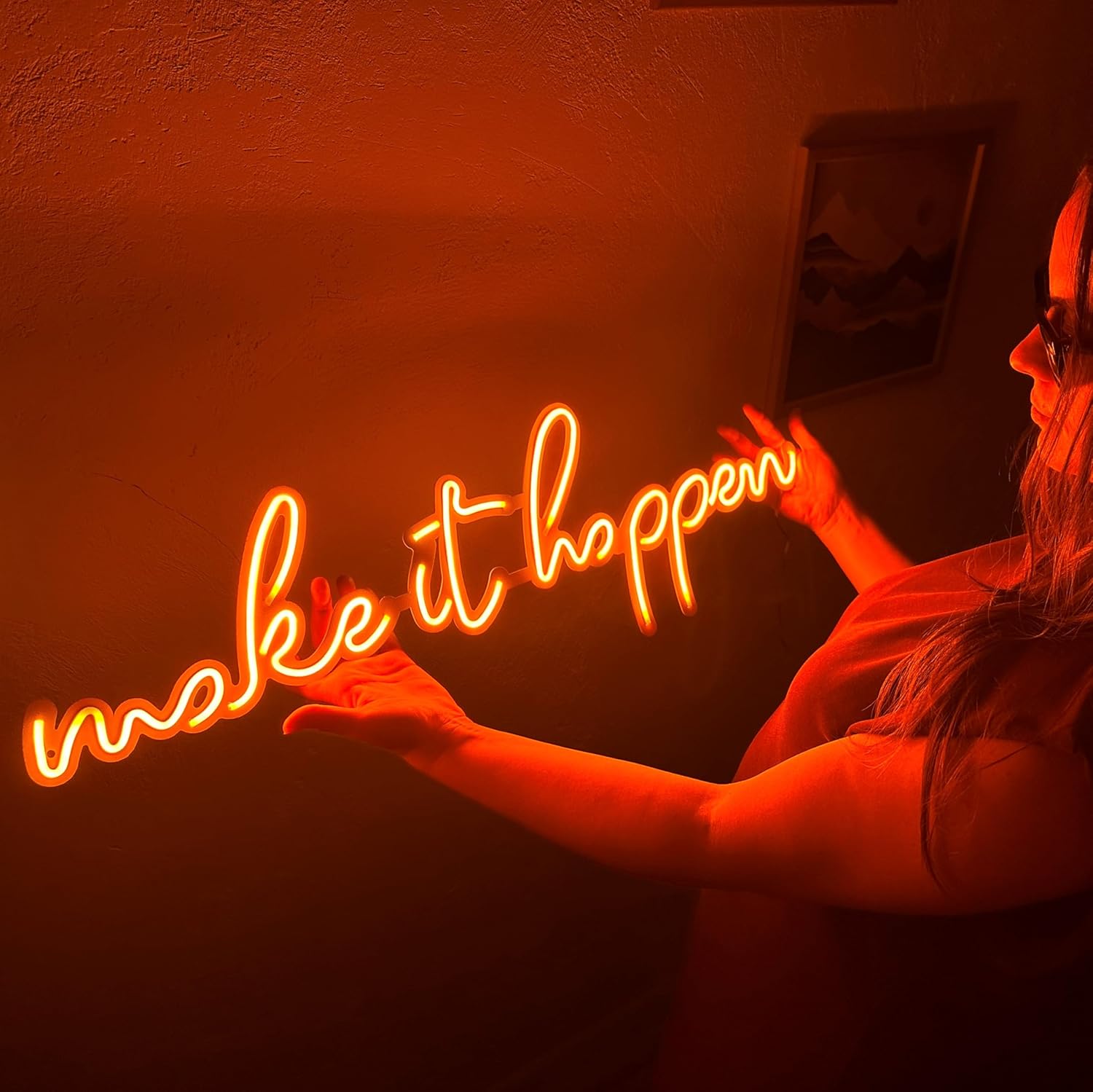 Make It Happen Neon Metal Wall Sign, Neon Led Wall Art Sign, Neon Decor, Neon Sign, Neon Decor, Neon Wall sign, Remote Neon Light, (With Remote Control)