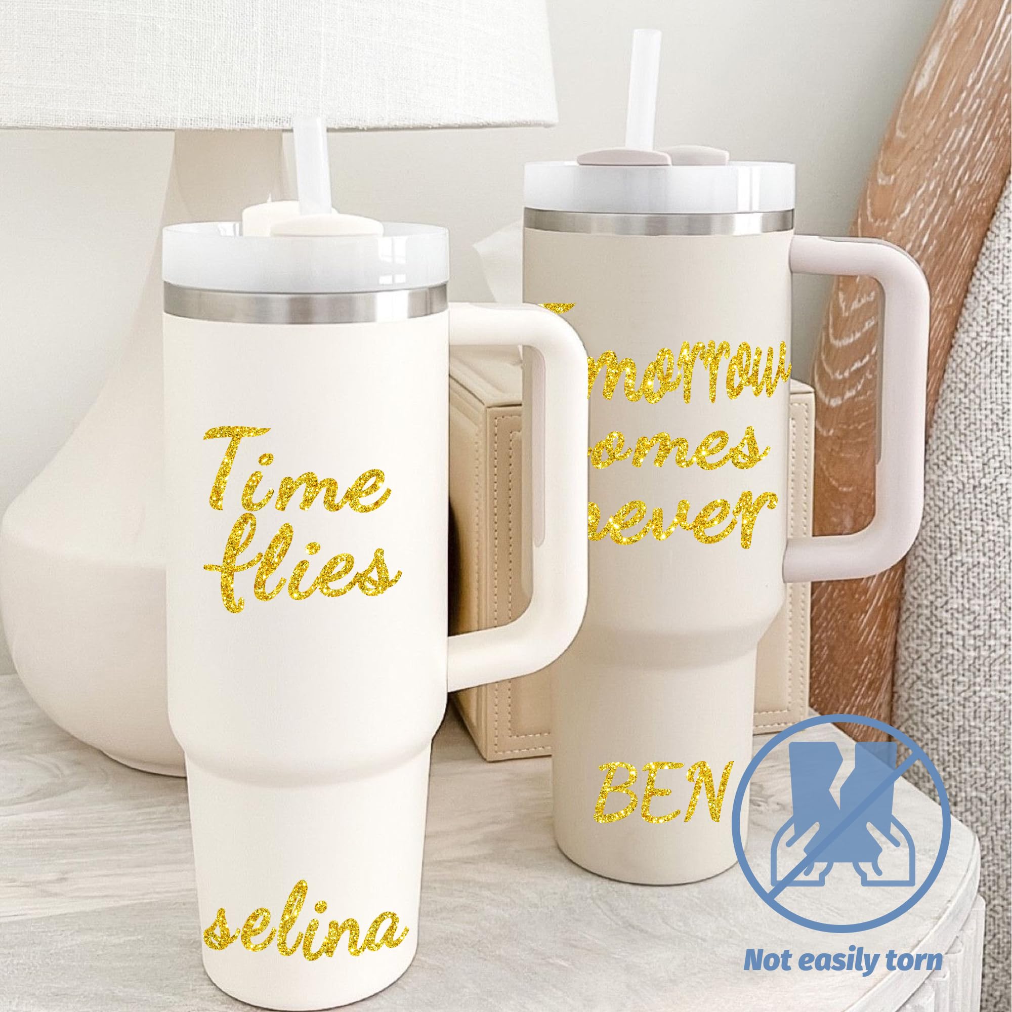 10 Blatt Glitzer-Buchstabenaufkleber Für Stanley Cups – Personalisiere Deine Trinkflasche!