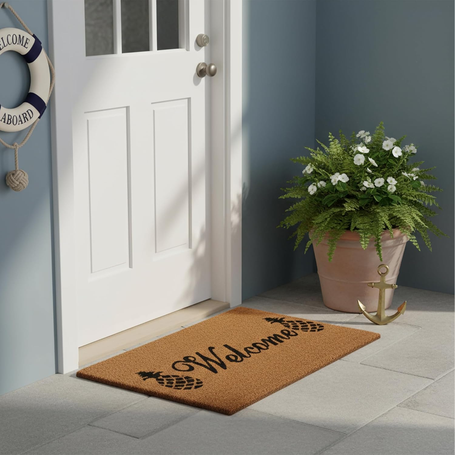Calloway Mills 102501729 Welcome Pineapples Doormat, 17" x 29", Natural/Black