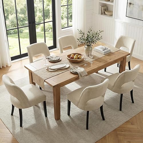 Vista 37 de keoni Juego de 4 sillas de comedor de madera, sillas de comedor tapizadas de tela moderna de mediados de siglo, sillas de cocina de granja con Verde