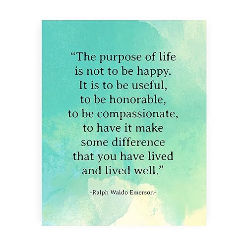 The Purpose of Life - Inspirational Ralph Waldo Emerson Quote Wall Art Print - Poetic Distressed Watercolor Wall Decor For Home Decor, Office Decor,