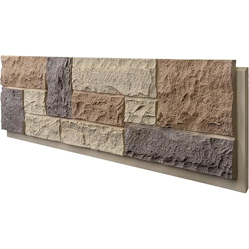 ROOMTEC 1-Pack Faux Stone Wall Covering Panels for Interior and Exterior Decor, PU Stone Veneer, Siding Panels for DIY Home Improvement Projects, 48.03" x 12.99"
