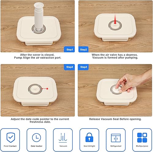Miniatura 7 de 17 recipientes de vidrio borosilicato para almacenamiento al vacío de alimentos, sellado al vacío, herméticos, almacenamiento de cocina en despensa,
