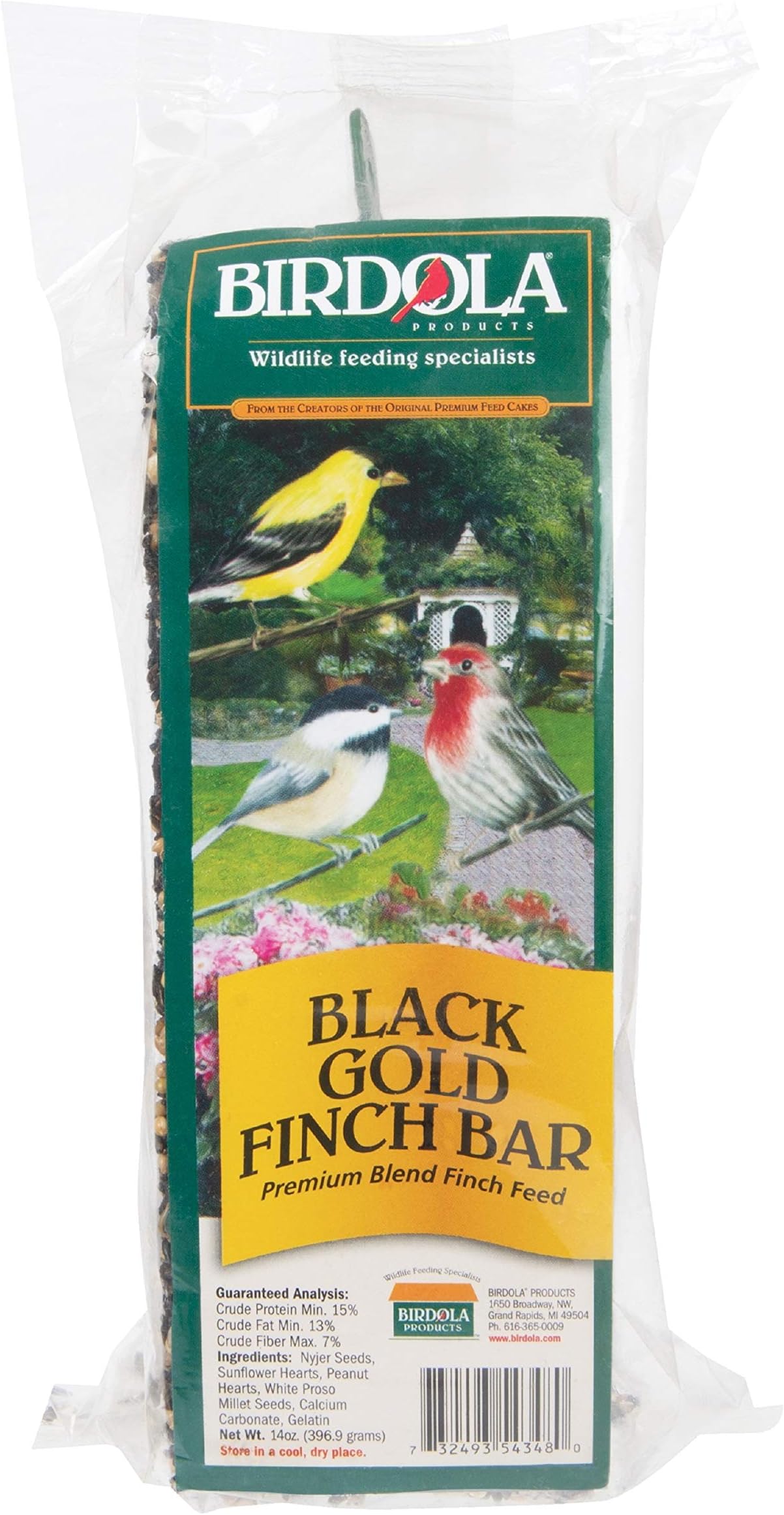 Birdola 54348 Bar Premium Blend Seed, Ounce, Black Gold Finch, 14-oz
