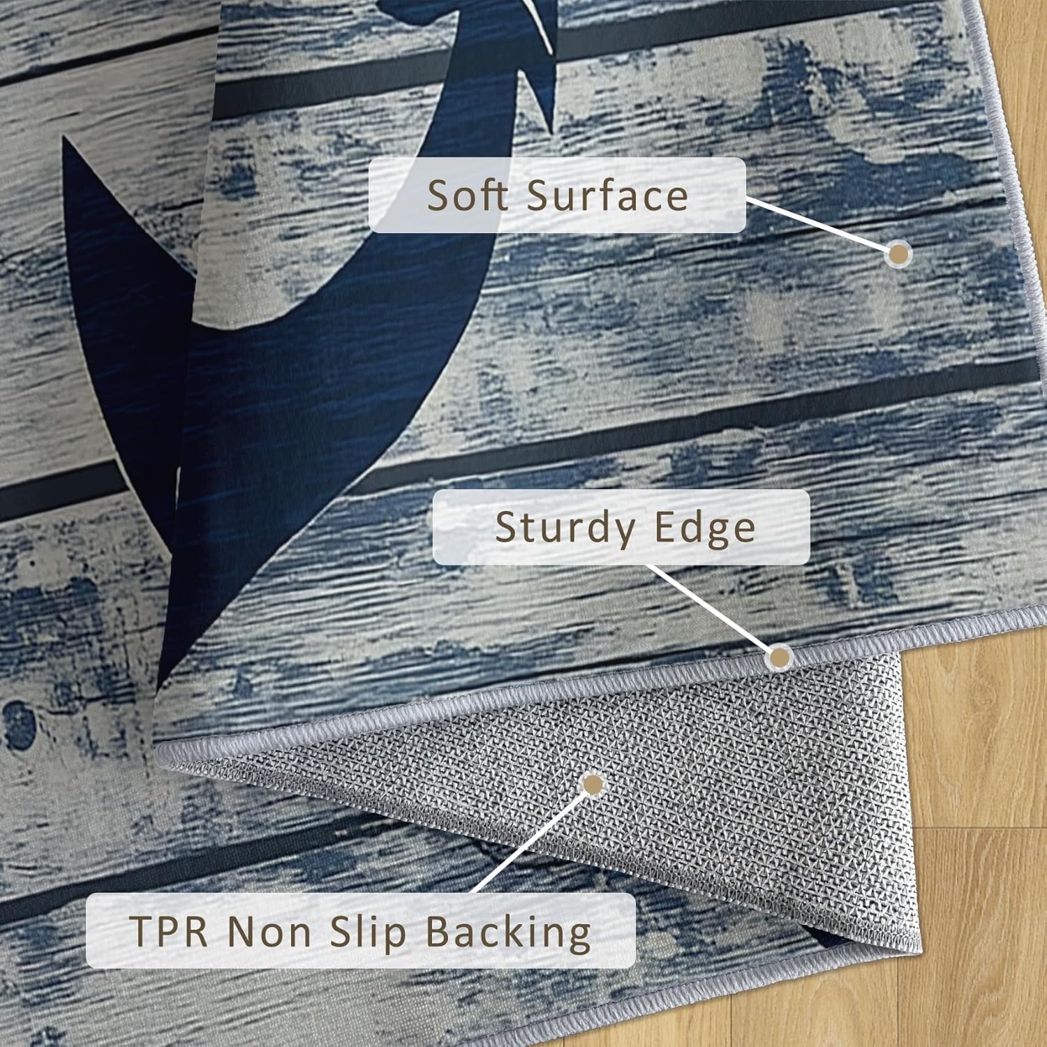 Navy Anchor Rugs for Living Room 3x4, Nautical Sailboat Coastal Pattern Design Area Rug, Navy Anchor Bedroom Decor Carpet, Non Slip, Washable (VSFG23)