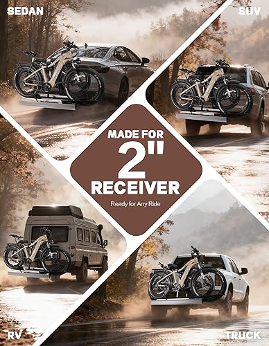 Miniatura 9 de RokRack One - Estante plegable para 2 bicicletas eléctricas con rampa, capacidad de 200 libras, soporte de enganche eléctrico para bicicletas, se