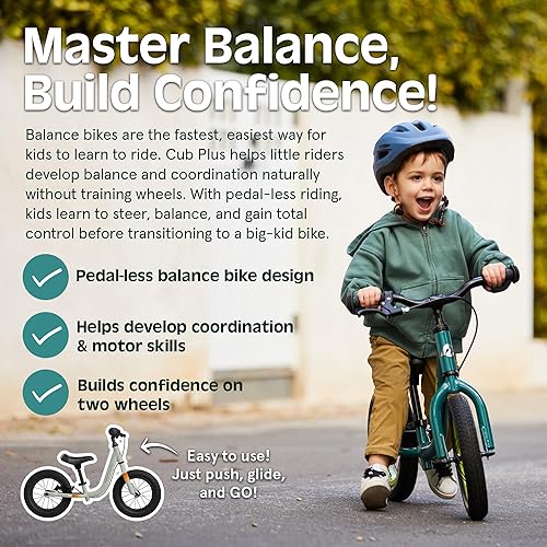 Miniatura 10 de Retrospec Cub Plus - Bicicleta de equilibrio para niños y niñas de 18 meses a 4 años, sin pedales, con marco ligero y freno en V ajustable, asiento