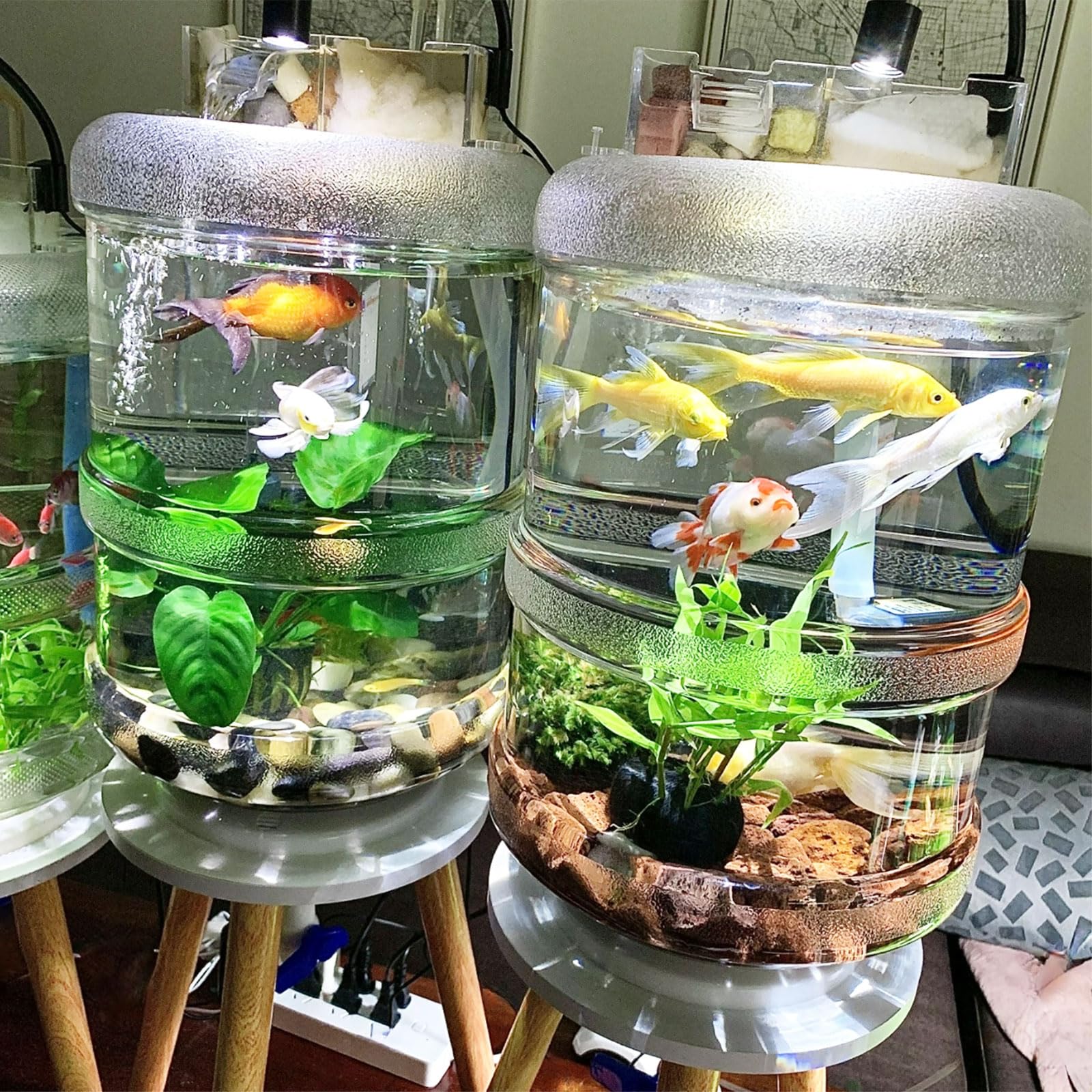 Pecera, Kit De Acuario 20 Litros - Diseño De Válvula De Drenaje Inferior, Fácil De Cambiar El Agua Y Limpiar, Con Soporte, Cubo Para Acuario, Grifo, Bomba De Oxígeno, Filtr(Size:Acuarios y accesorios)