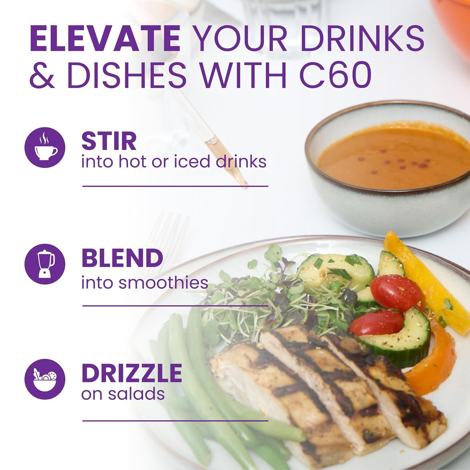 C60 Power C60 in Organic Extra Virgin Olive Oil - Natural Wellness & Antioxidant Support for Men & Women, 99.99% Pure Carbon Fullerenes, Promotes Energy, Mental Clarity, & Stamina - 2 fl oz Bottle - Image 4