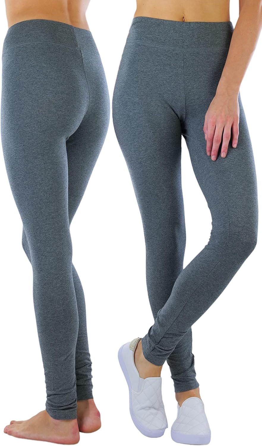 ToBeInStyle Women's Single Medium Weight Breathable Cotton-Spandex Leggings