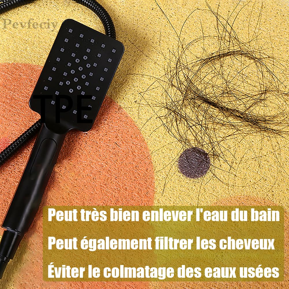 Tapis de Bain antidérapant 90x140 cm Motif de Cailloux Tapis Douche antidérapant PVC Doux et Confortable Haute perméabilité à l'eau Convient aux Zones Humide