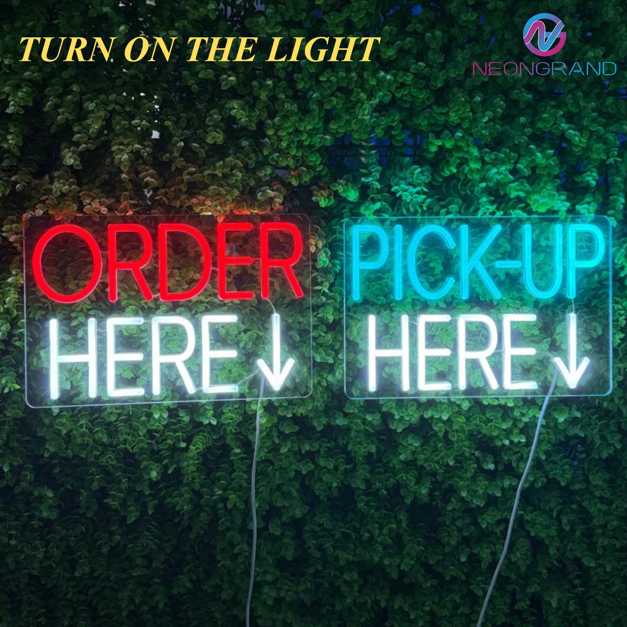 2 Pack Order Here Sign and Pick up Here Sign Led light neon light