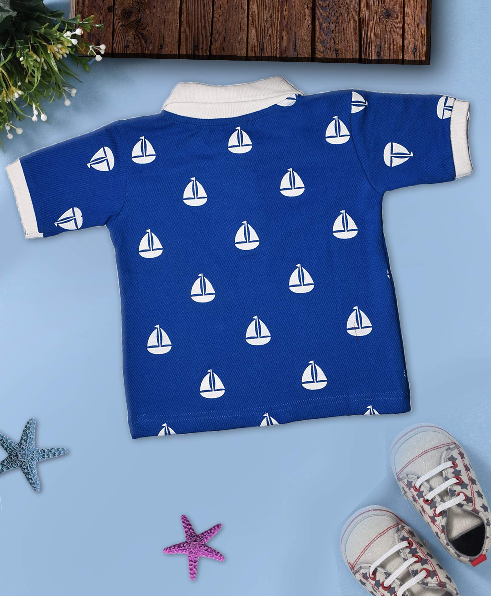 baby wish Boys' & Girls' Polos (BUPTSPQSH-0007-BLU_Blue_3-6 Months) 1