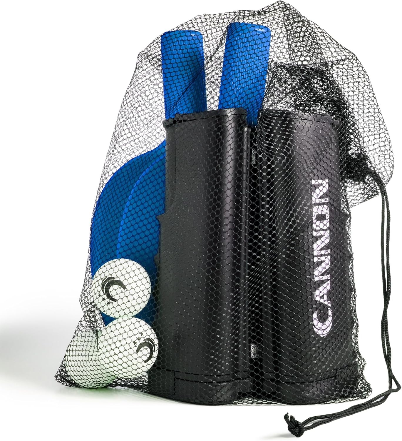 Cannon Sports Table Tennis Set – 2 Unbreakable Paddles, 6 3-Star Balls, Retractable Net & Carry Bag – Clamp-On Portable Ping Pong Net Fits Tables up to 2 Inch Thick, Extends to 6 Feet