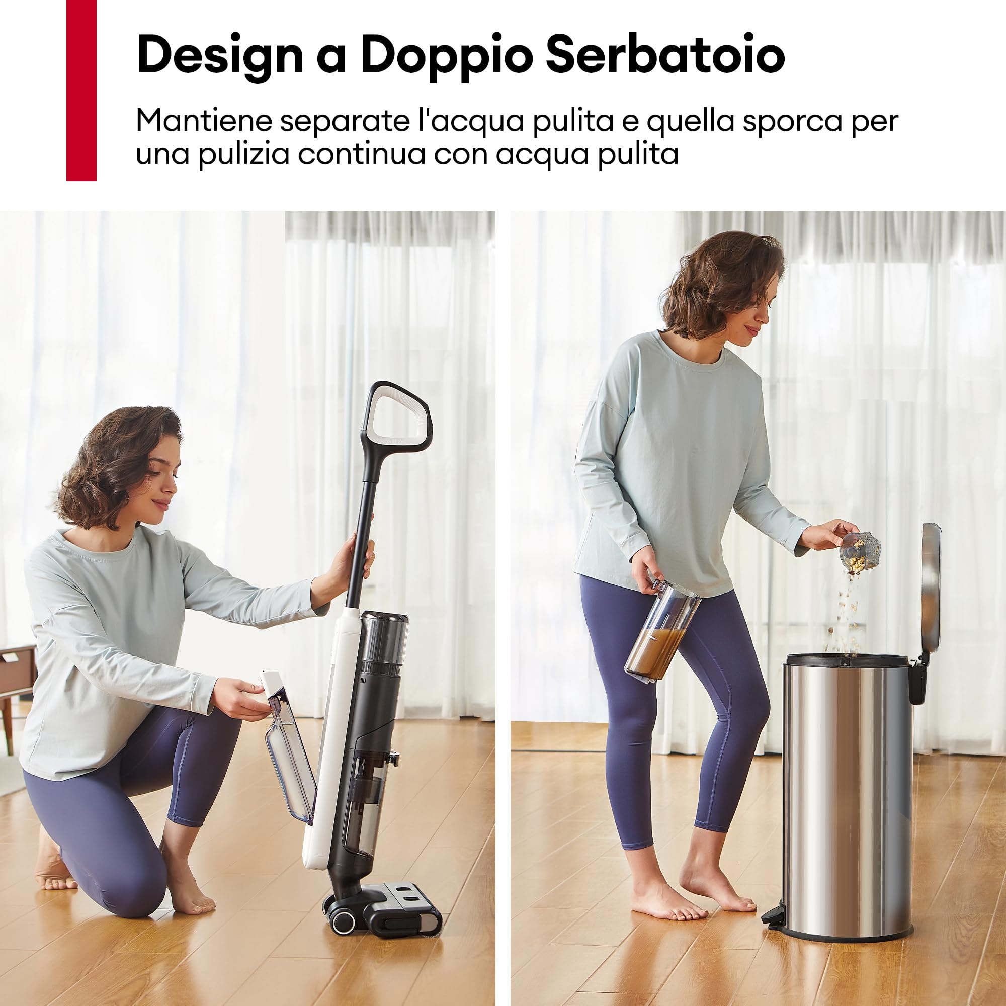 Ultenic Lavapavimenti Senza Filo, 50 Min Autonomia, Auto-Propulsione, Aspirapolvere Lavapavimenti con Rilevamento Automatico Sporco, Pulizia Bordi, Doppio Serbatoio, Assistente Vocale per Pavimenti