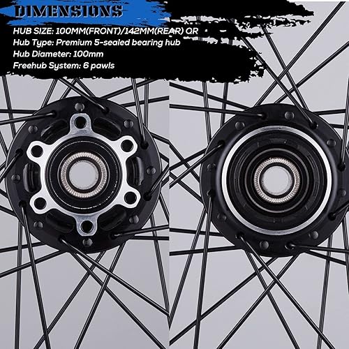 Miniatura 5 de Corki Cycles TOPO - Ruedas para bicicleta de montaña, 26 pulgadas, 27.5 pulgadas, 29 x 1.5-2.6 pulgadas (Eje pasante, freno de disco doble, aleación