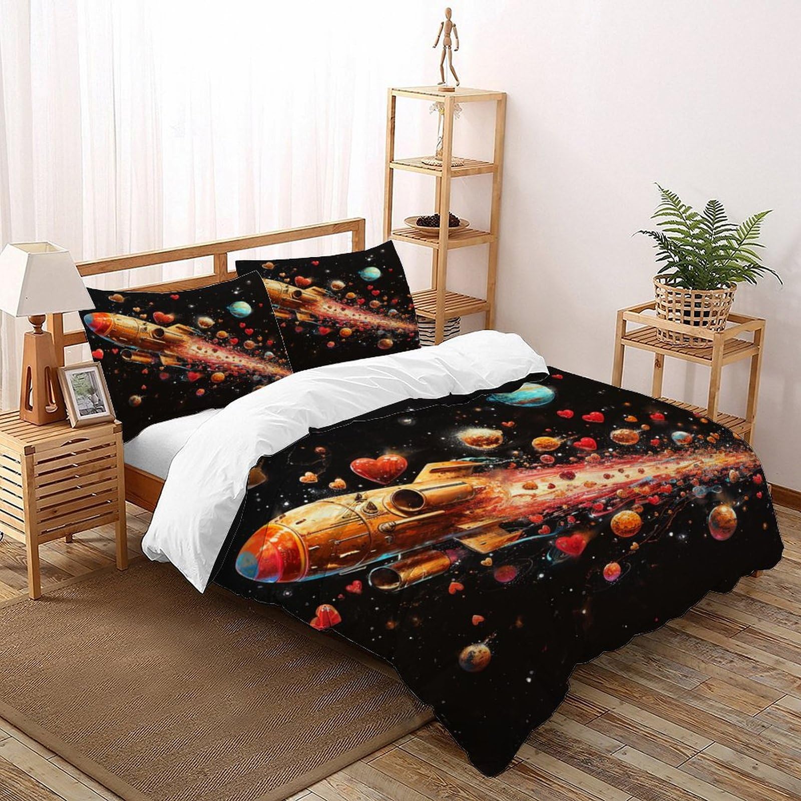 Parure de couette Space Rocket 200x200 microfibre avec 2 taies