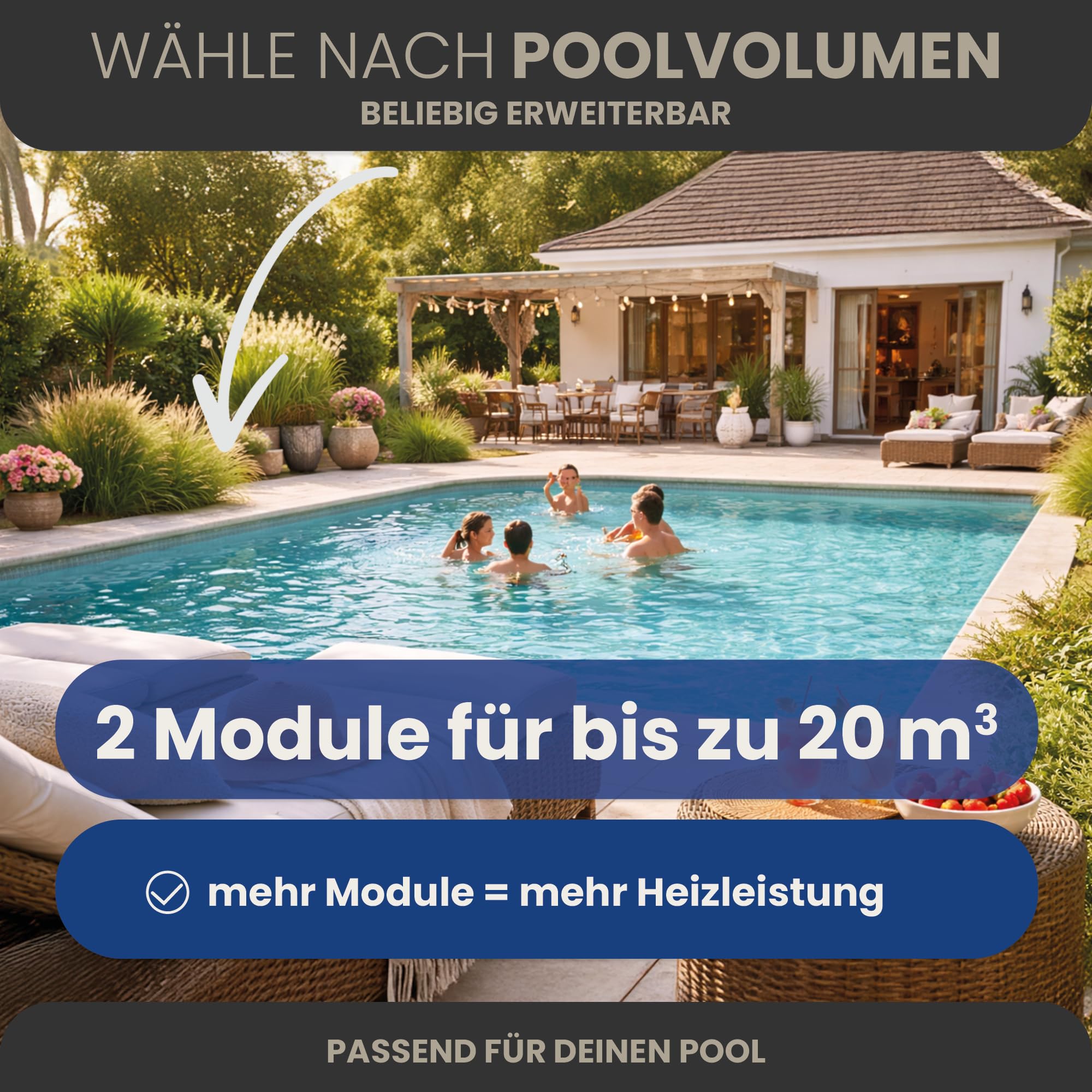 HAF® 2 colectores solares de 300 x 60 cm sin 3 vías de protección solar | Esterilla de calefacción para piscinas de hasta 20 m³ | calefacción solar ampliable según se desee | Calefacción de agua