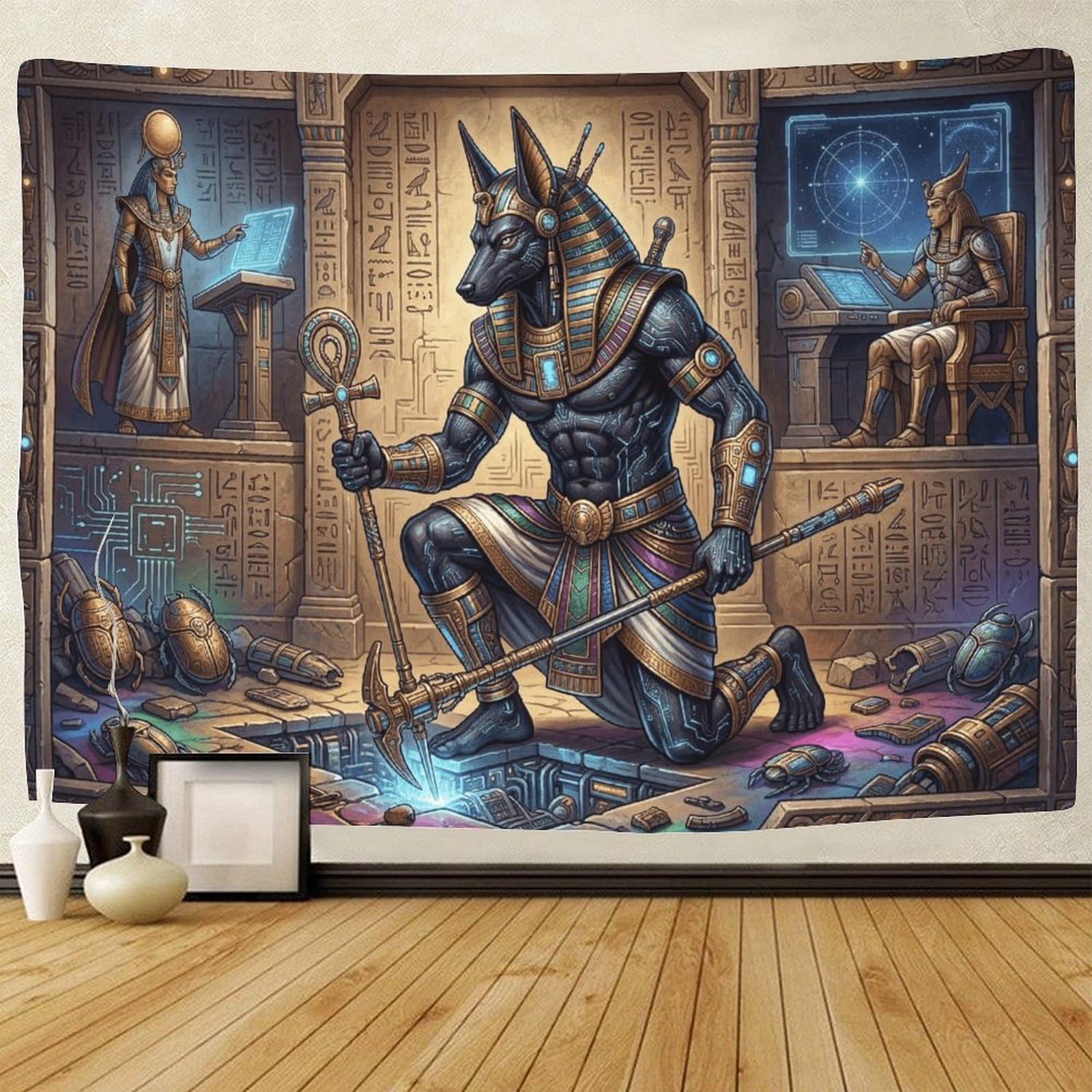 GPMNBCXZK Egyptian Anubis Wall Tapestry Home Bedroom Decor 3D Printed Art for Living Room 100cmx150cm