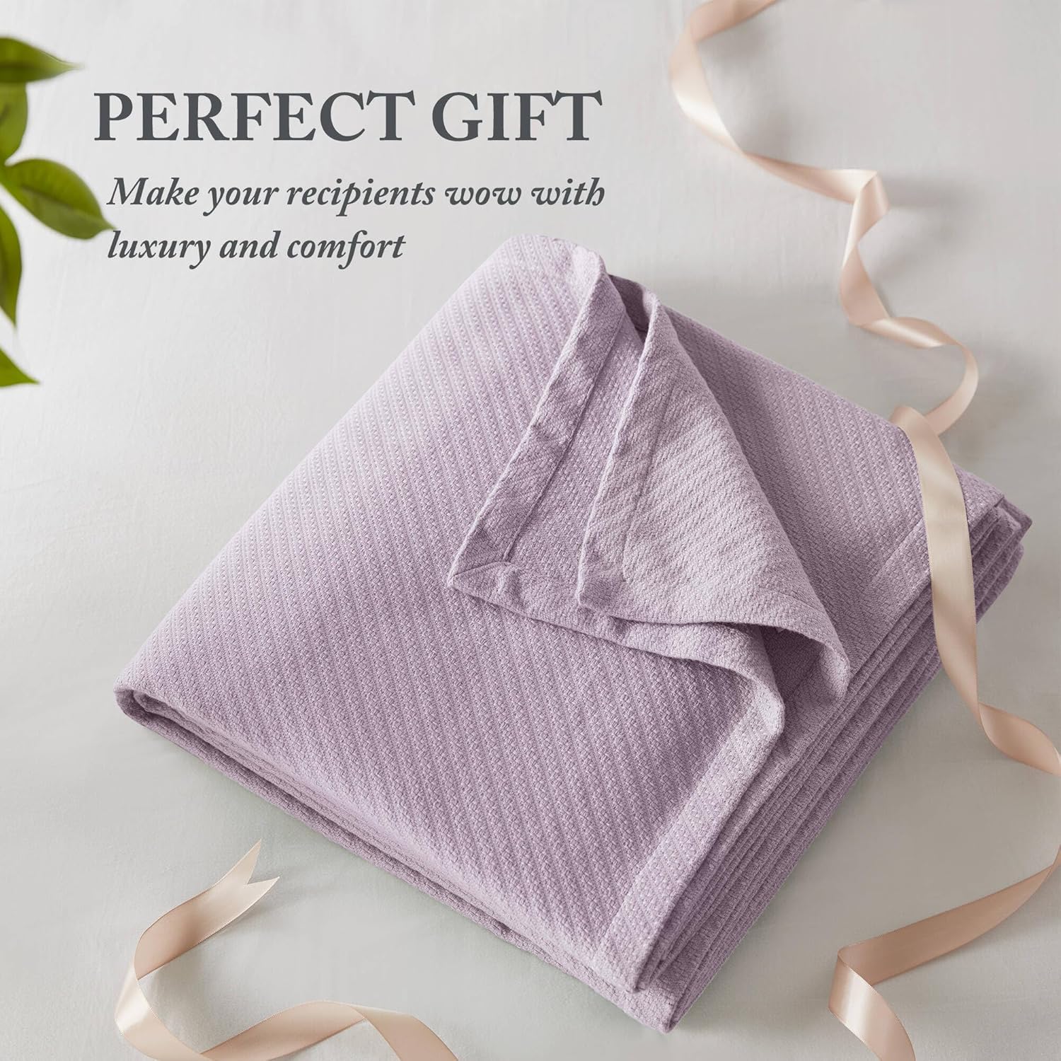 Madison Park Liquid Cotton Blanket Breathable, Softer Ring Spun Weave, Diamond Motif, Luxurious 100% Cotton All Seasons Lightweight Summer Blanket for Bed, Couch, Office, Lilac, King - Image 5