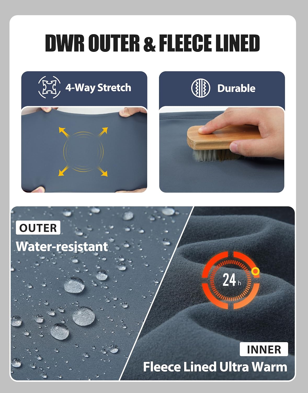 Pioneer Camp Men's Snow Ski Pants Fleece Lined Winter Warm Softshell Pant Water Resistant Insulated Snowboard Outdoor Hiking - Image 4