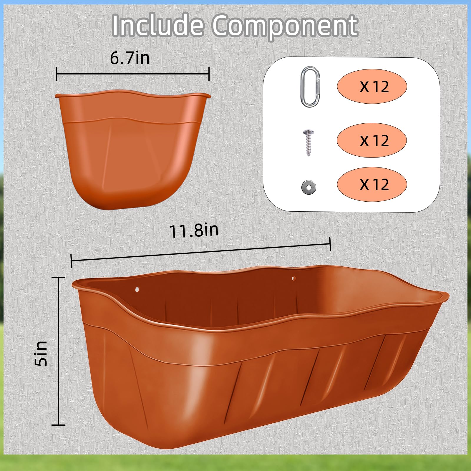 Mangiatoie per capre appese, abbeveratoio per polli, mangiatoia media da 3,5 litri, confezione da 6 pezzi, fioriera da appendere per pollame e bestiame, terracotta