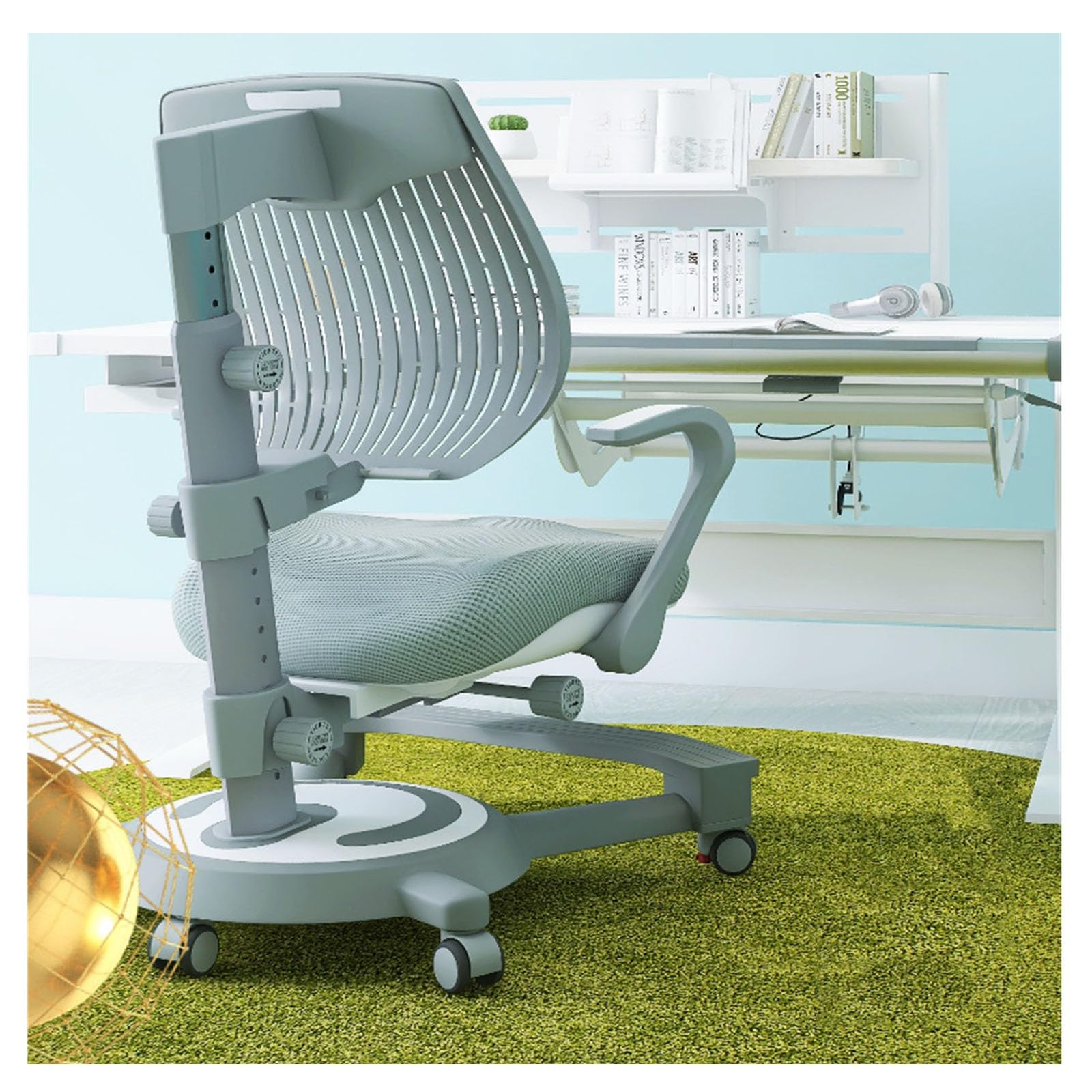 Ergonomiczne krzesło biurowe dla dzieci, prawidłowa postawa siedząca, specjalne siedzisko, dom, szkoła, biuro, regulacja wysokości, łatwe w montażu (obrotowe) (kolor: różowy) Star of Light