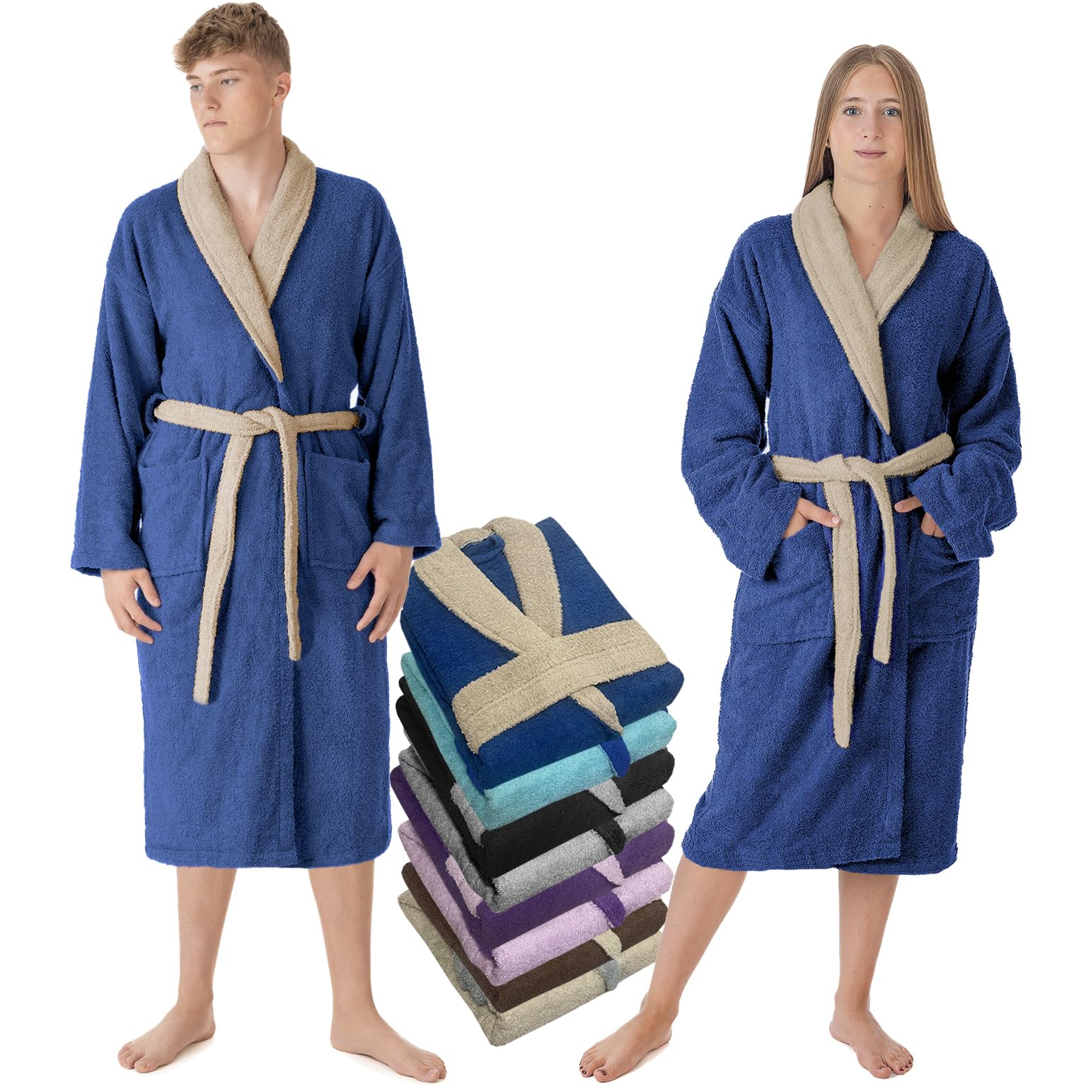 LEBENGOOD Accappatoio uomo 100% cotone spugna americana 450 gsm - vestaglia da bagno per doccia, morbido, assorbente, unisex, OEKO-TEX