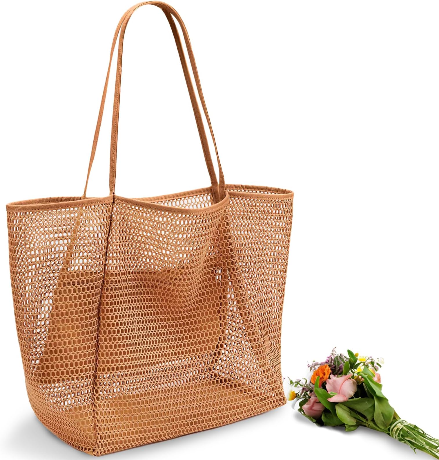 AURUZA Beach Mesh Tote Bag, Casual Tote Bag Hobo for Women Foldable 23L Shoulder Handbag Bag Pool Swimming Bag Accessories
