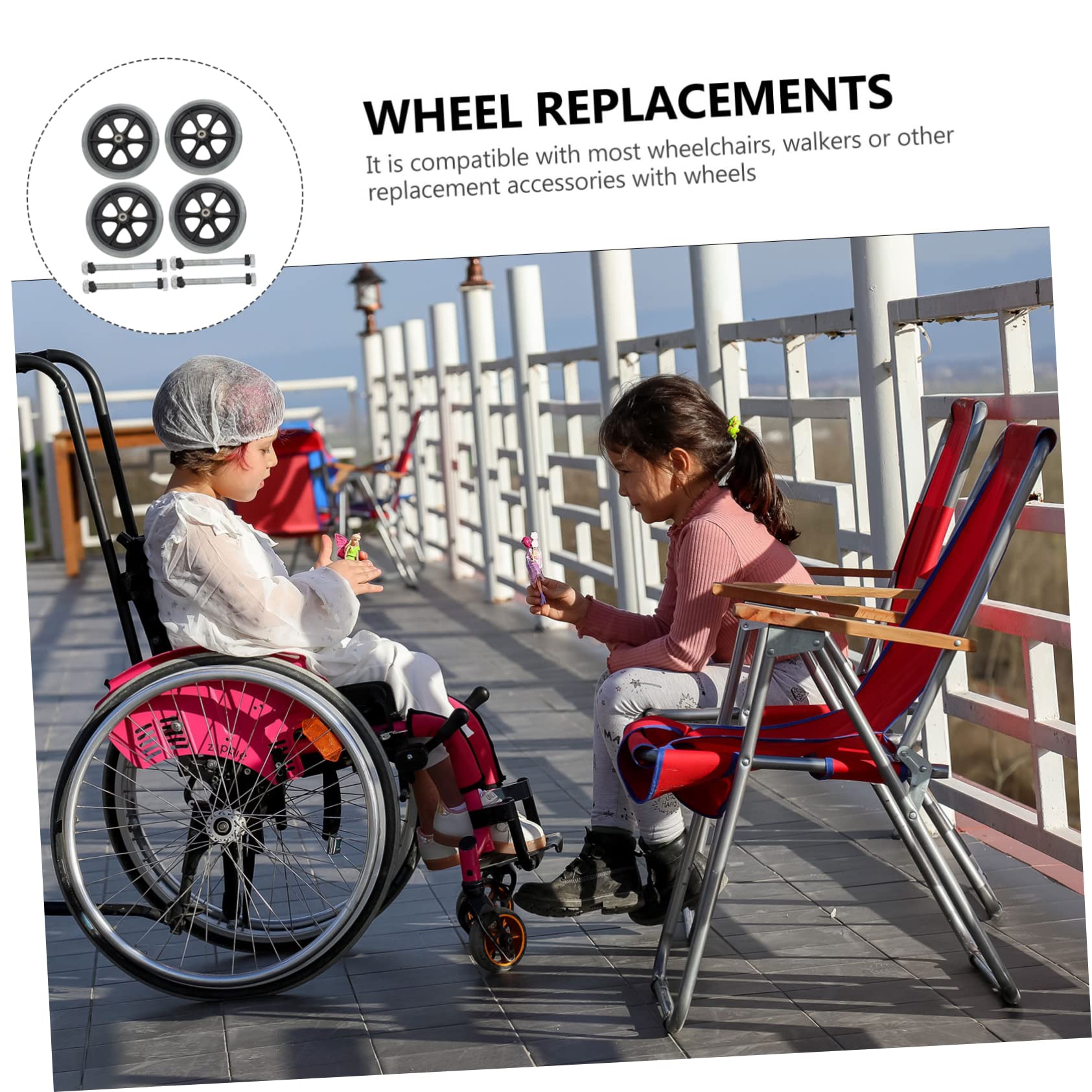 Ruedas de Repuesto para Silla de Ruedas Delanteras 4 Piezas | Abs Pvc Acero, Rodaje Silencioso y Resistente al Desgaste, Uso Interior y Exterior