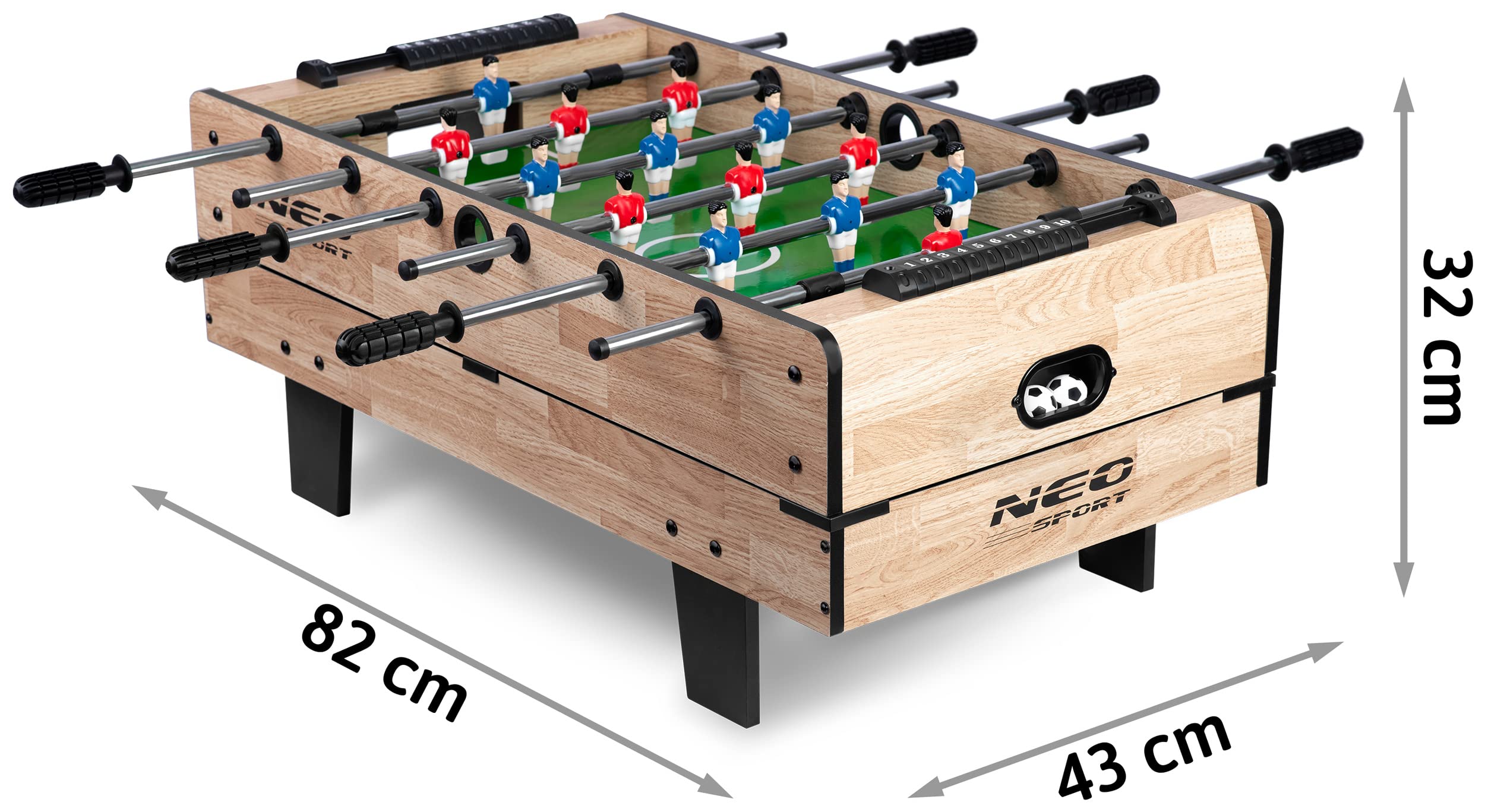Neo-Sport Table de Jeu 4 en 1, Jeux de Baby-Foot, Hockey sur air, Billard, ping-Pong, 43 x 82 x 32 cm