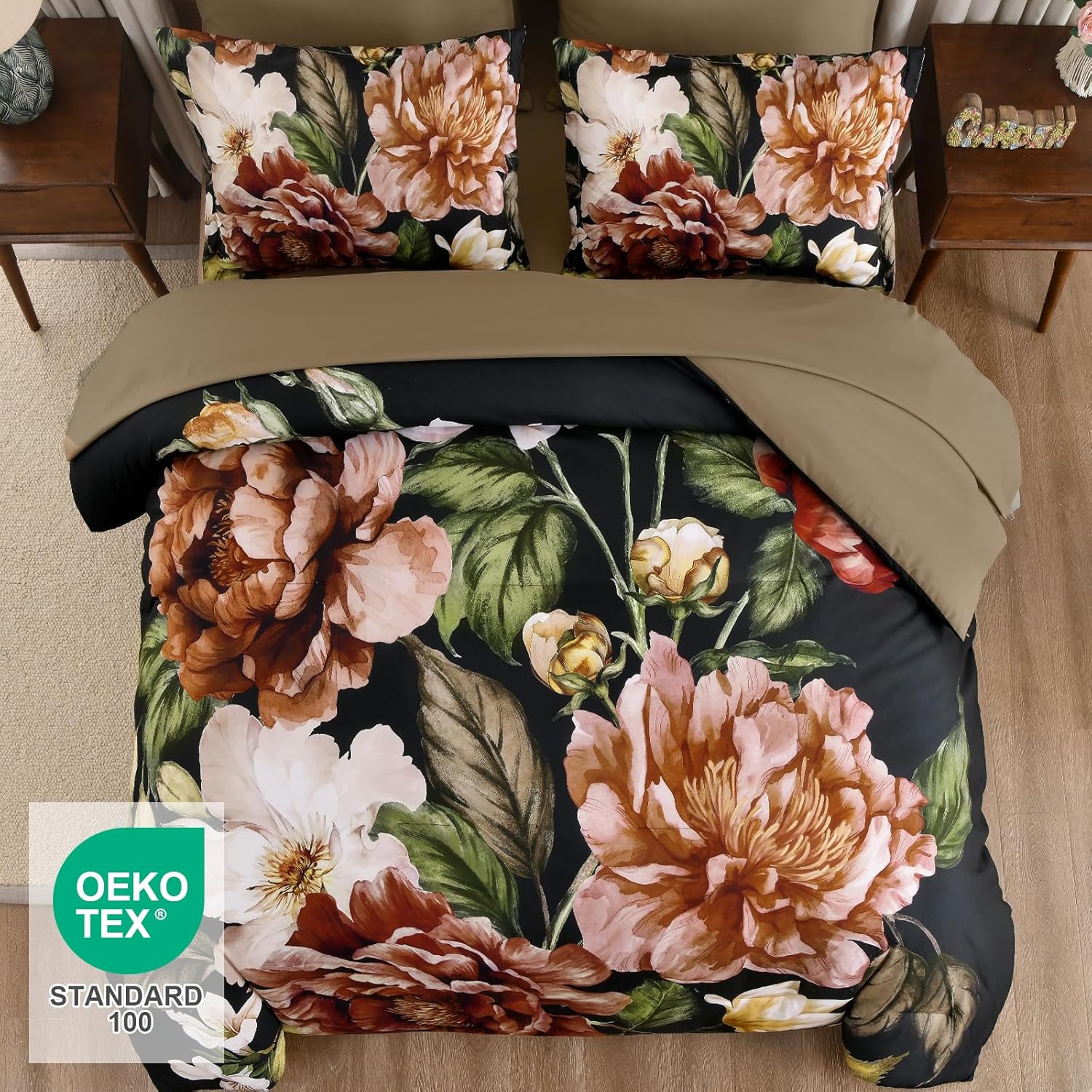 Yiran Floral Comforter Set Queen Size 7 Pieces Bed in a Bag, Elegant Flower Bed Set, Soft Lightweight Comforter with Sheet Set 90"x90"