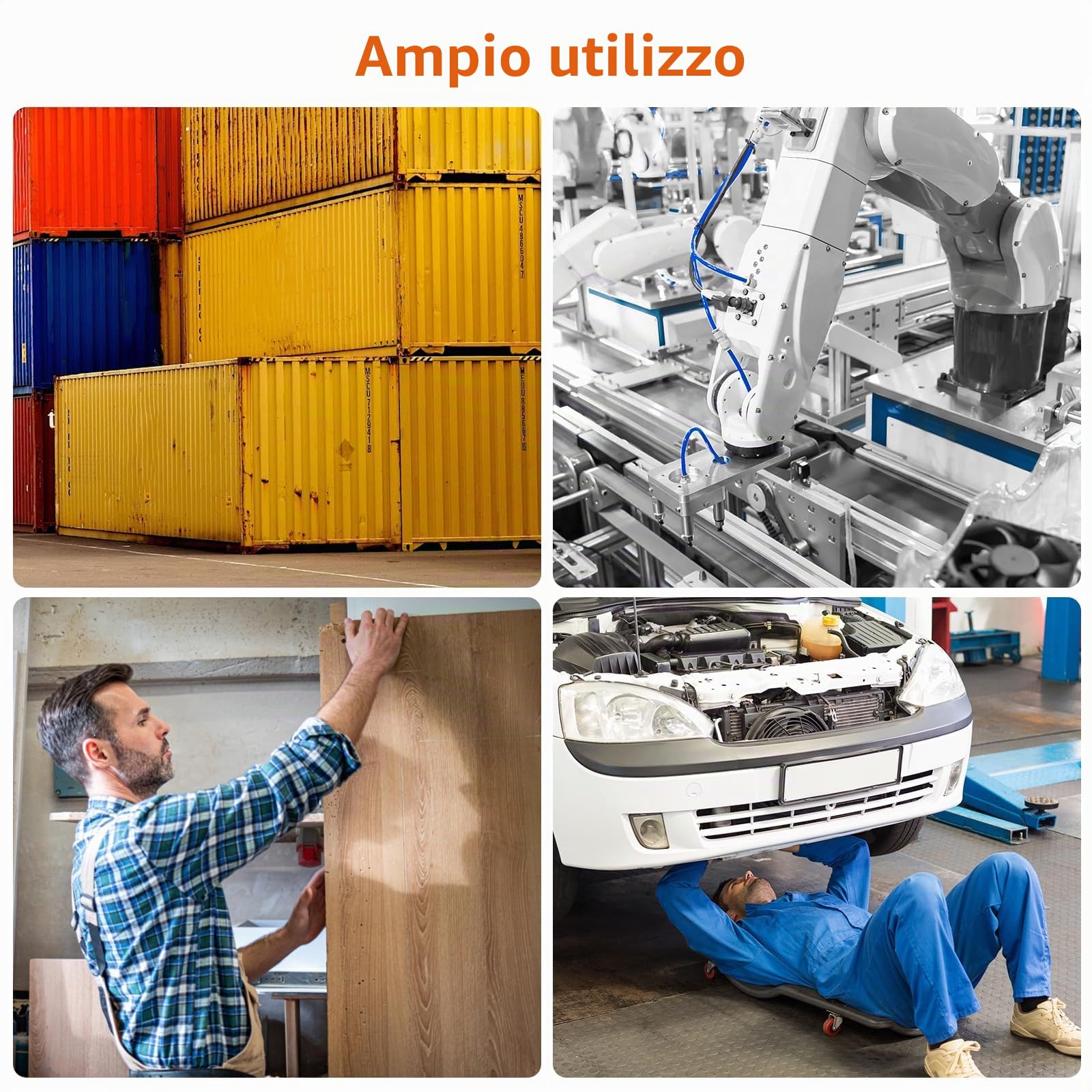 Proster Rivettatrice Pneumatica con 100Pz Inserti Filettati 1/4" Rivettatrice ad Aria Professionale per Rivetti M4 M5 M6 M8 M10 Pistola a Rivetto ad Aria per Decorazione Fabbricazione Macchine-arancia