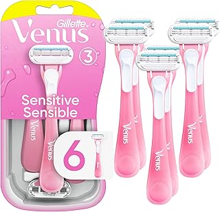 Gillette Venus Sensitive Women's Disposable Razors, 6 Count,white