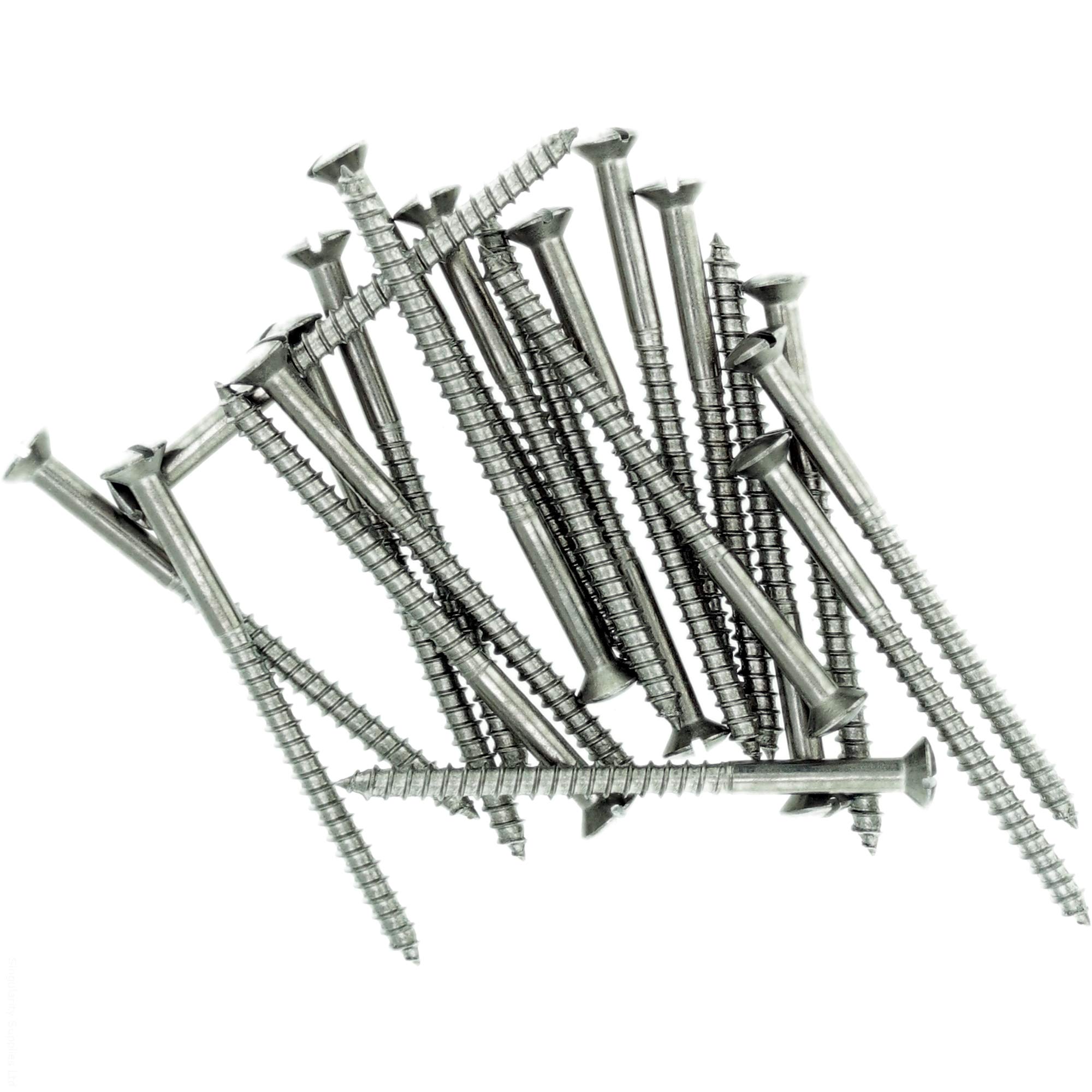 Singularity Supplies No.10 X 1.18 (5.0Mm X 30Mm) Slot Raised Countersunk Wood Screw - Stainless Steel (A2) (Pack Of 20)