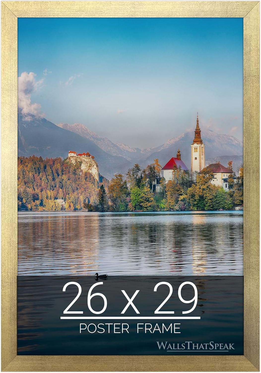 wallsthatspeak 26x29 Gold Picture Frame for Puzzles Posters Photos or Artwork