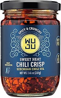 Sweet Chili Crisp - Crunchy Spicy Peppers, Chilies, Garlic Crisps, Sesame Seed in Szechuan Chili Oil, for Recipes, Toppings - 7.41 Ounce - 1 Pack