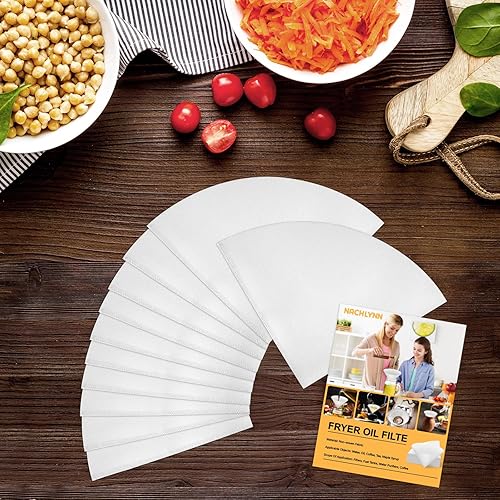 Miniatura 10 de NACHLYNN Filtro de aceite para freidora, 50 piezas de filtro de aceite de cocina no tejido de 10 pulgadas, conos de filtro de grasa, filtros de