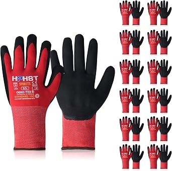 Safety Work Gloves, SF001, Comfort Stretch Fit, Power Grip, Smart Touch, Durable Foam Coated, 3Pairs & 12Pairs