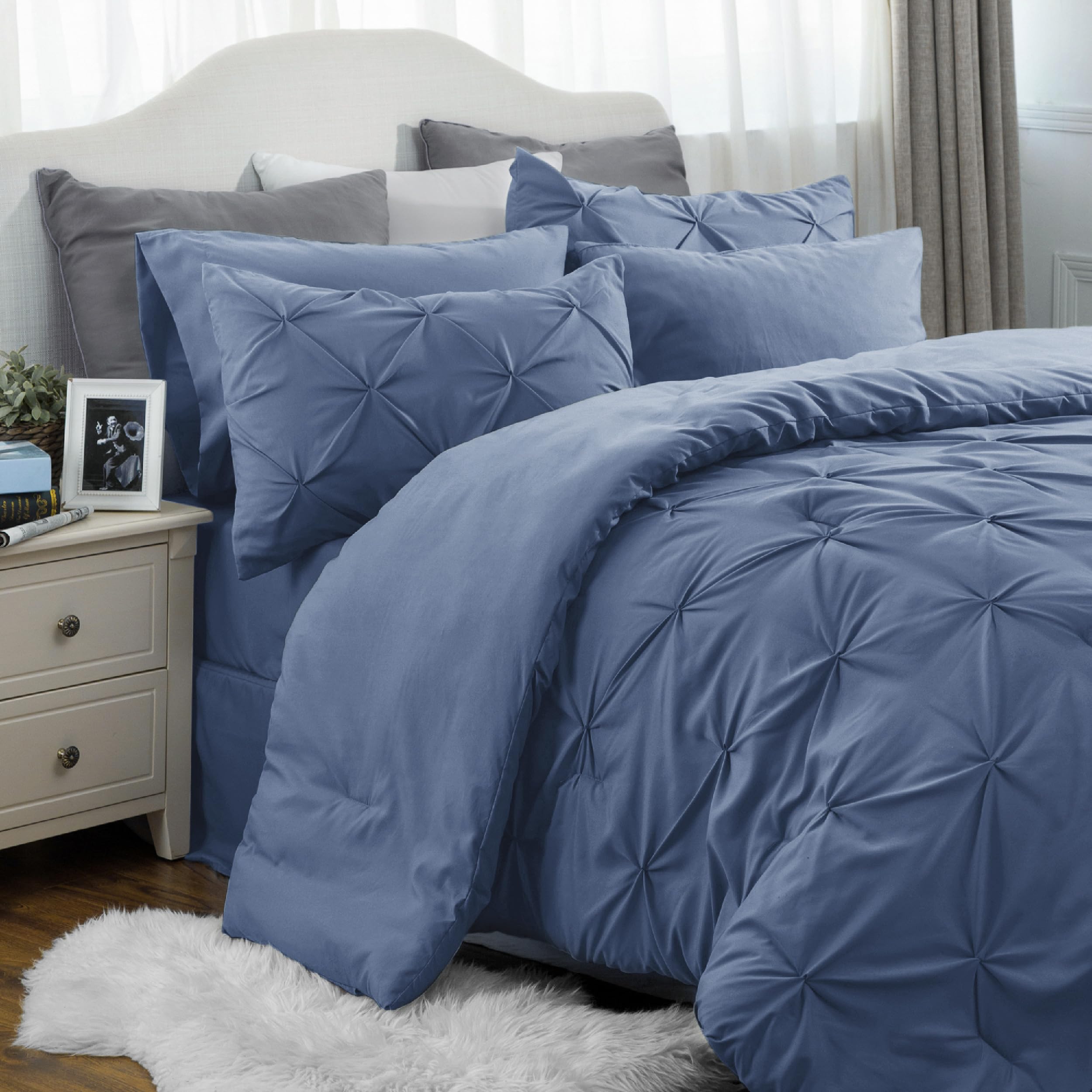 Bedsure Twin XL Comforter Set - Extra Long 5 Pieces Dorm Bedding Sets, Twin XL Bed in a Bag with Comforter, Sheets, Pillowcase & Sham