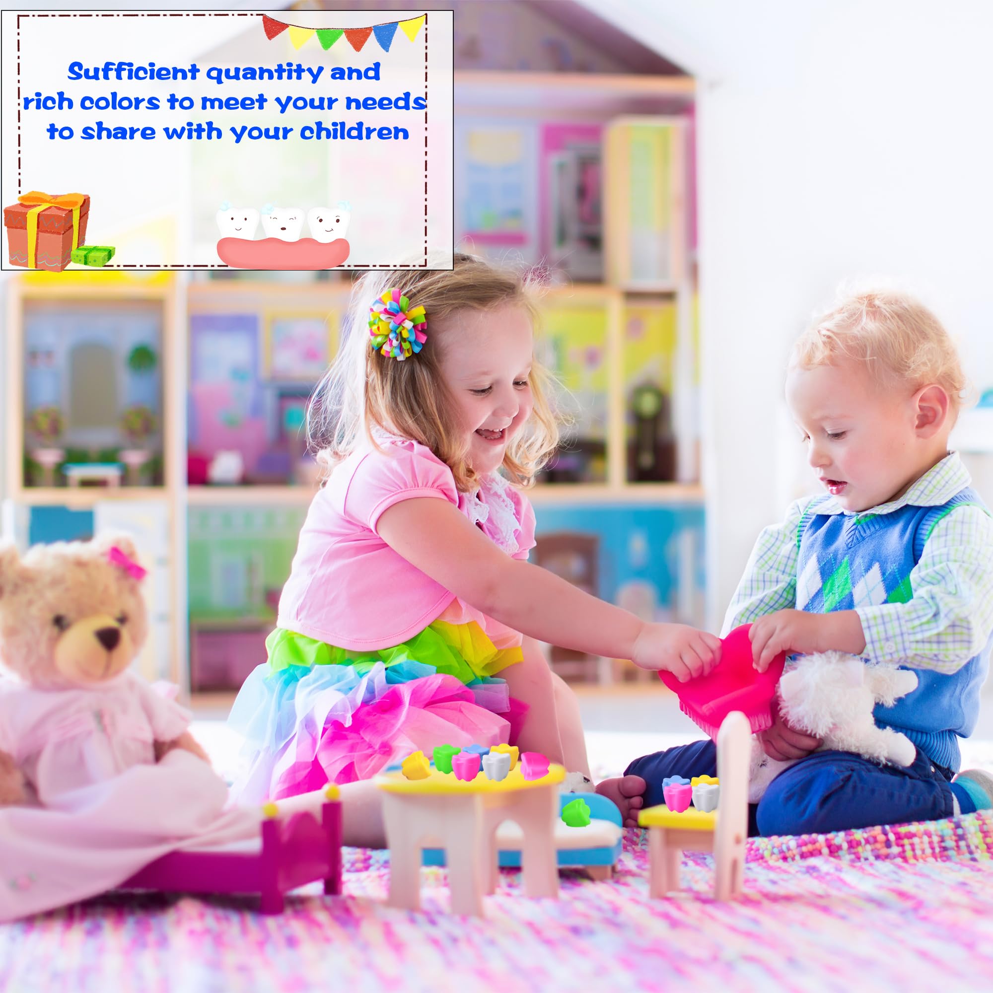 180 Stück bunte Zahnschoner, mehrfarbig, Kunststoff, Zahnbox, Großpackung für Kinder, Zahnarzt, Büro, Giveaways, Geschenktütenfüller, Themenparty-Zubehör, 5 Farben