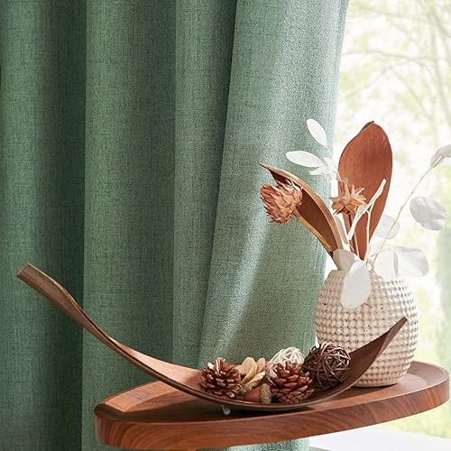 Miniatura 9 de jinchan Cortinas 100% opacas para dormitorio, cortinas texturizadas de lino de 96 pulgadas de largo, juego de 2 paneles de cortinas con aislamiento