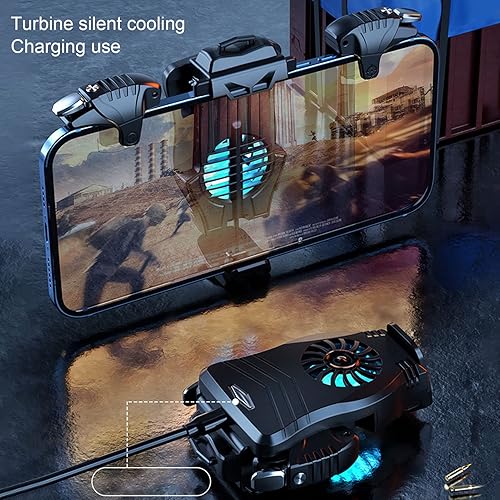 Miniatura 5 de Heayzoki Mobile Phone Cooler Pubg Mobile Controller Android Phone Controller Triggers Kit Quiet Cooling Pulse Automatic Four-Speed Click Phone