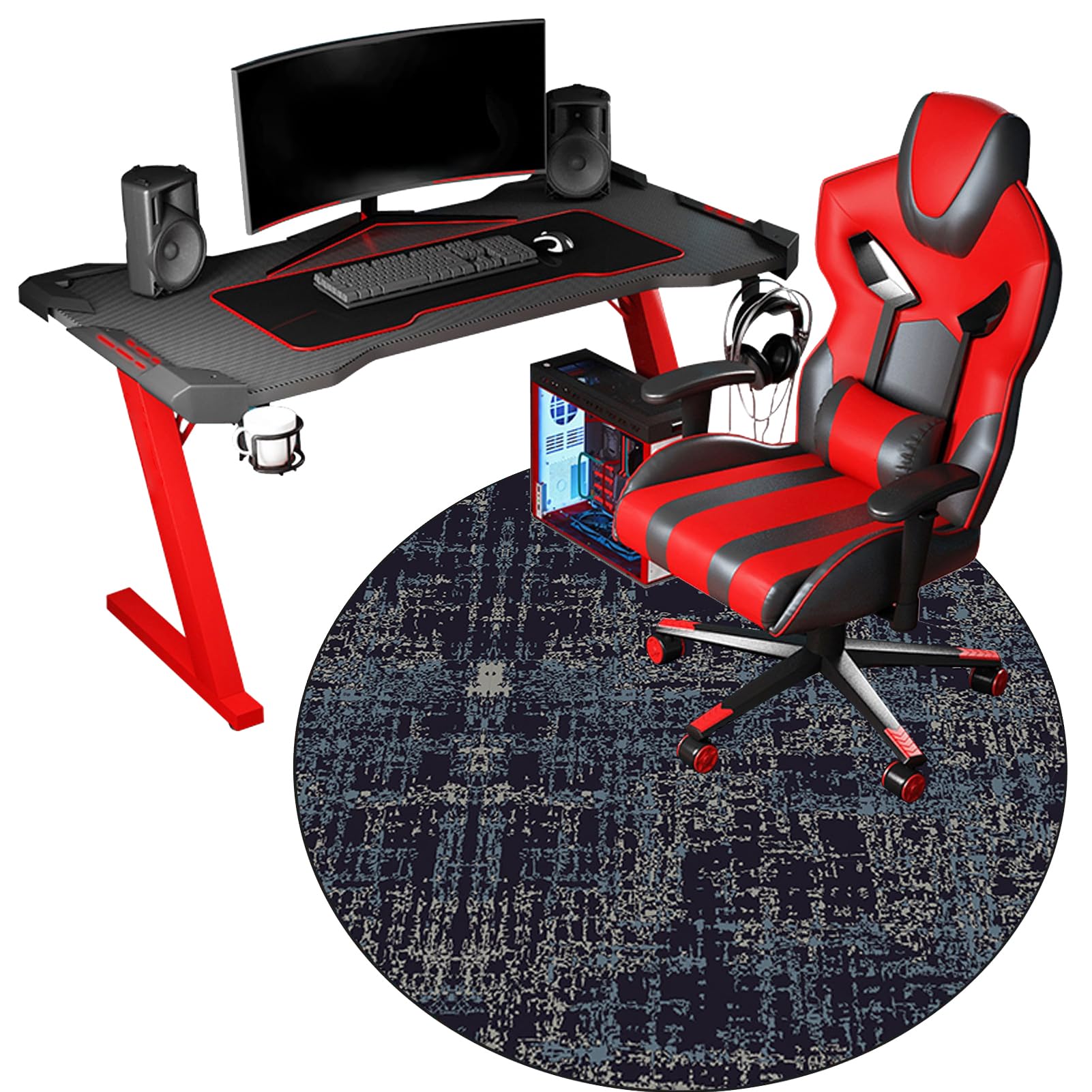 Tapis Protection Sol Rond 80cm Pour Chaise Bureau Gaming - Antidérapant Et Confortable Tapis Fauteuil Gaming 80 Cm