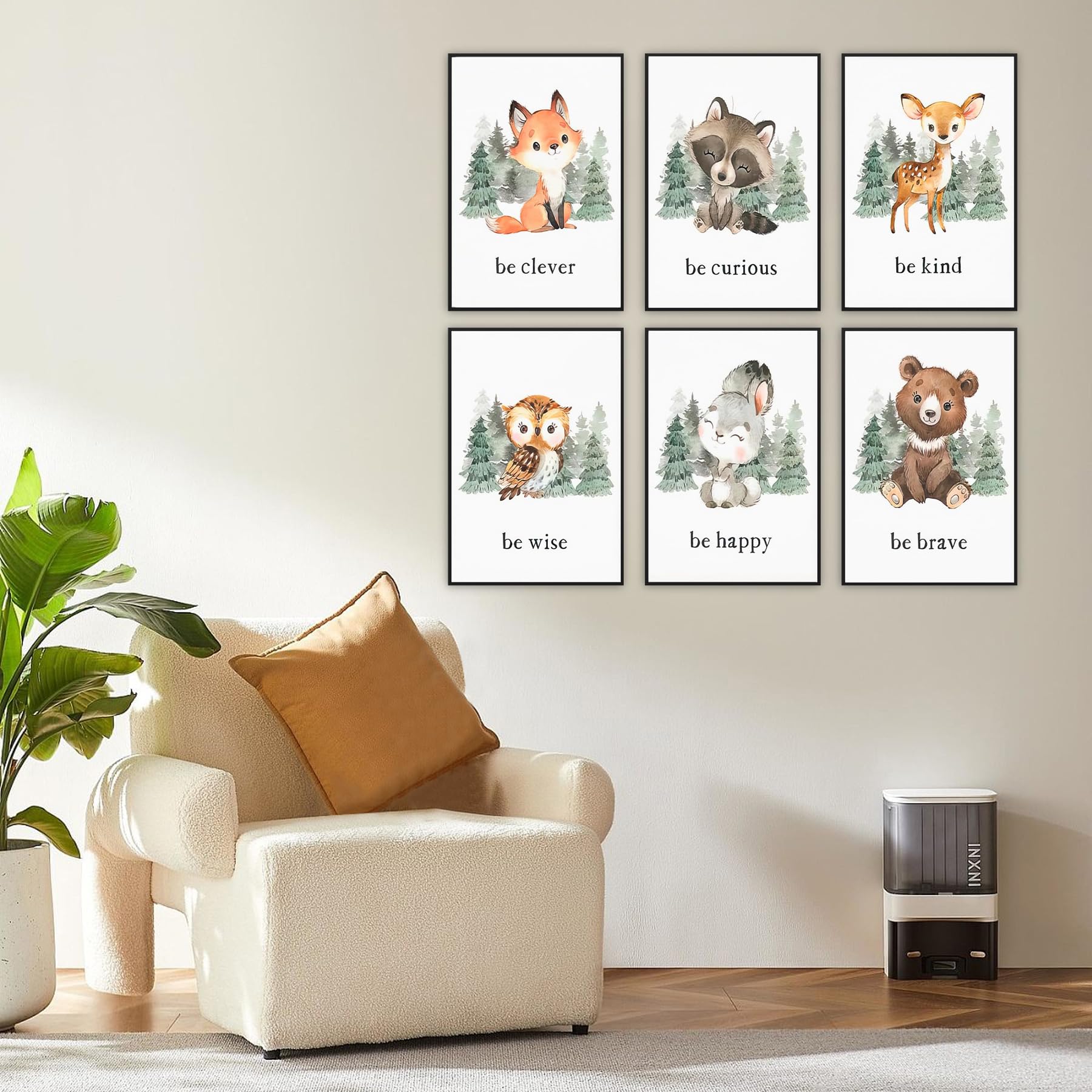 Woodland Nursery Decor - 6-Piece Inspirational Forest Animals Print Posters, Wall Art Pictures for Boy's Nursery (No Frame) - Image 2
