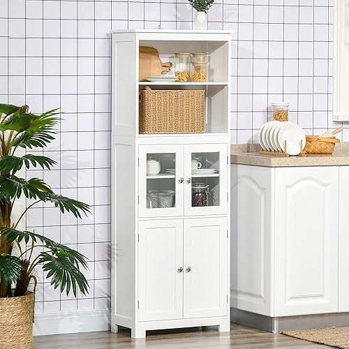 Miniatura 2 de HOMCOM Buffet pequeño de 63 pulgadas con gabinete, despensa de cocina de 4 puertas, armario de almacenamiento independiente con estante ajustable